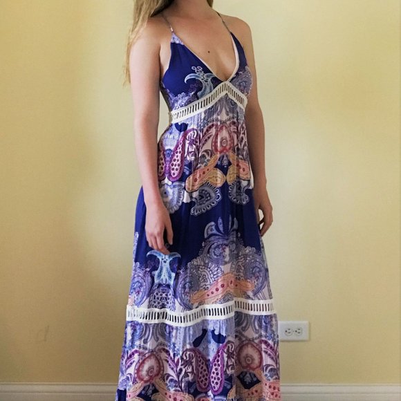 Paisley Floral Printed Boho-Chic Sundress - Picture 1 of 6